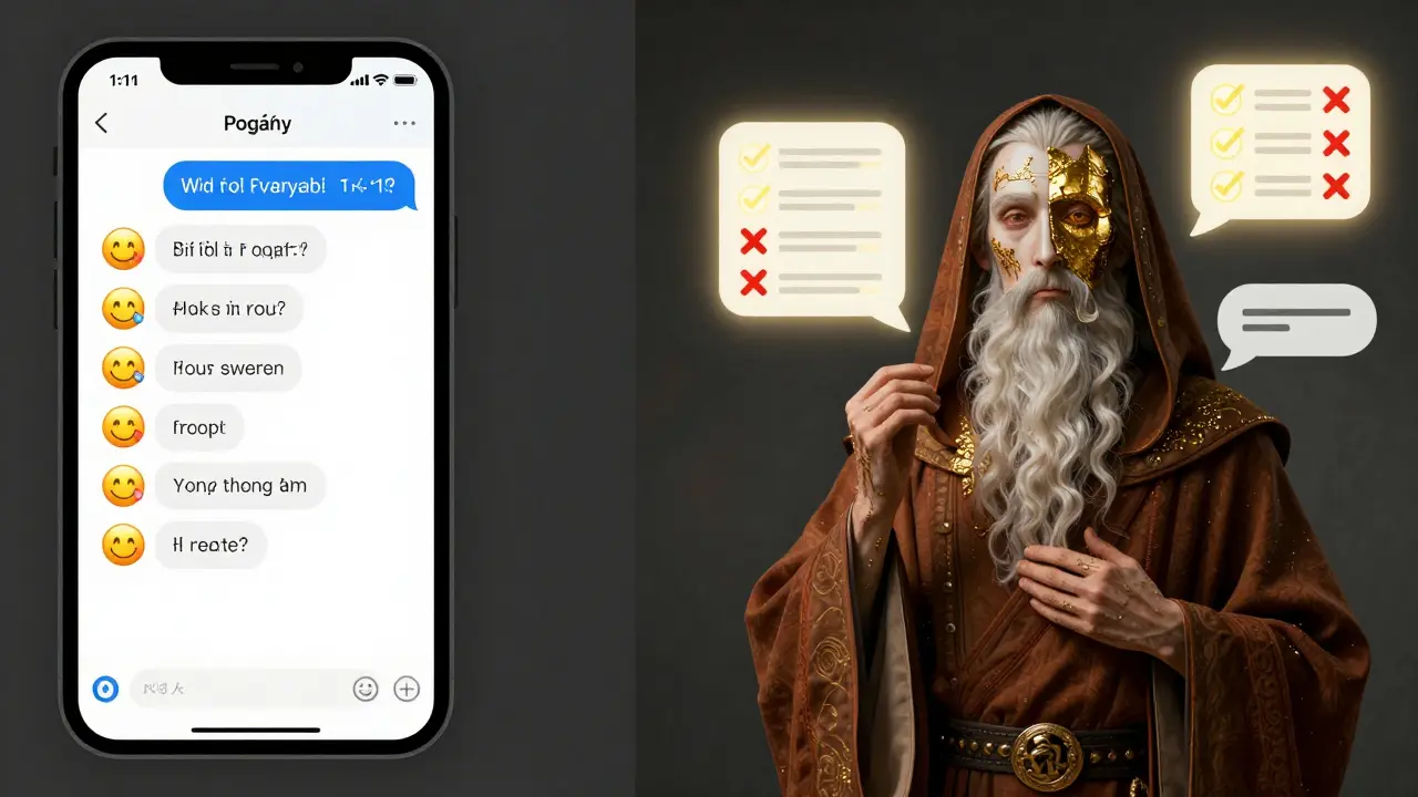 Split-channel AI responses from one persona, mended with golden thread and scored by a checklist.