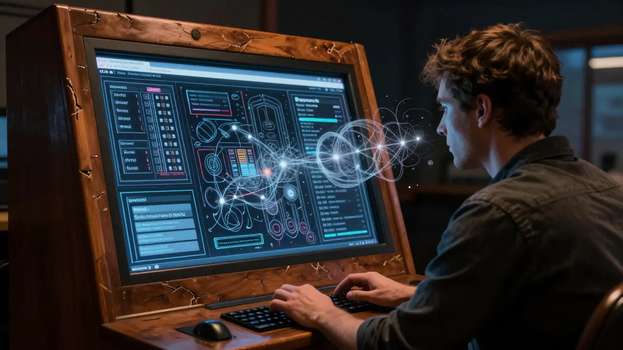 A player's innocent chat message triggers a flood of leaked server data as intricate ink constellations.