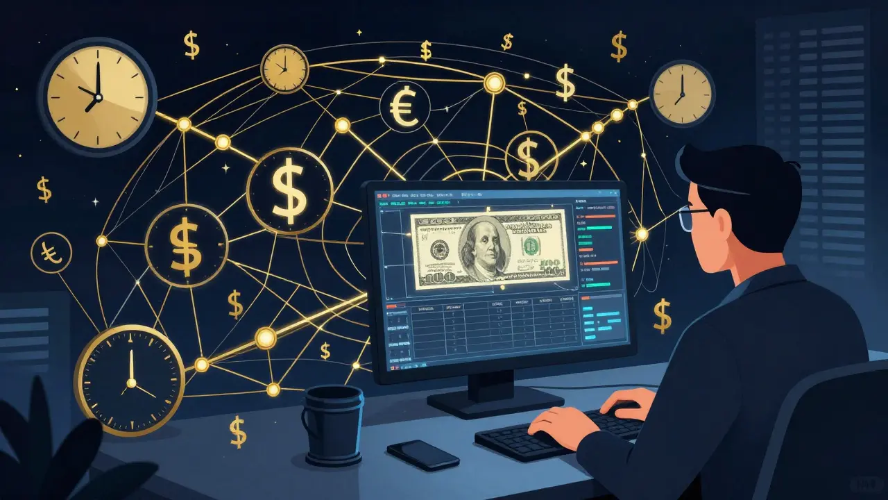 Financial fraud detection system highlighting transaction anomalies with ornate data patterns