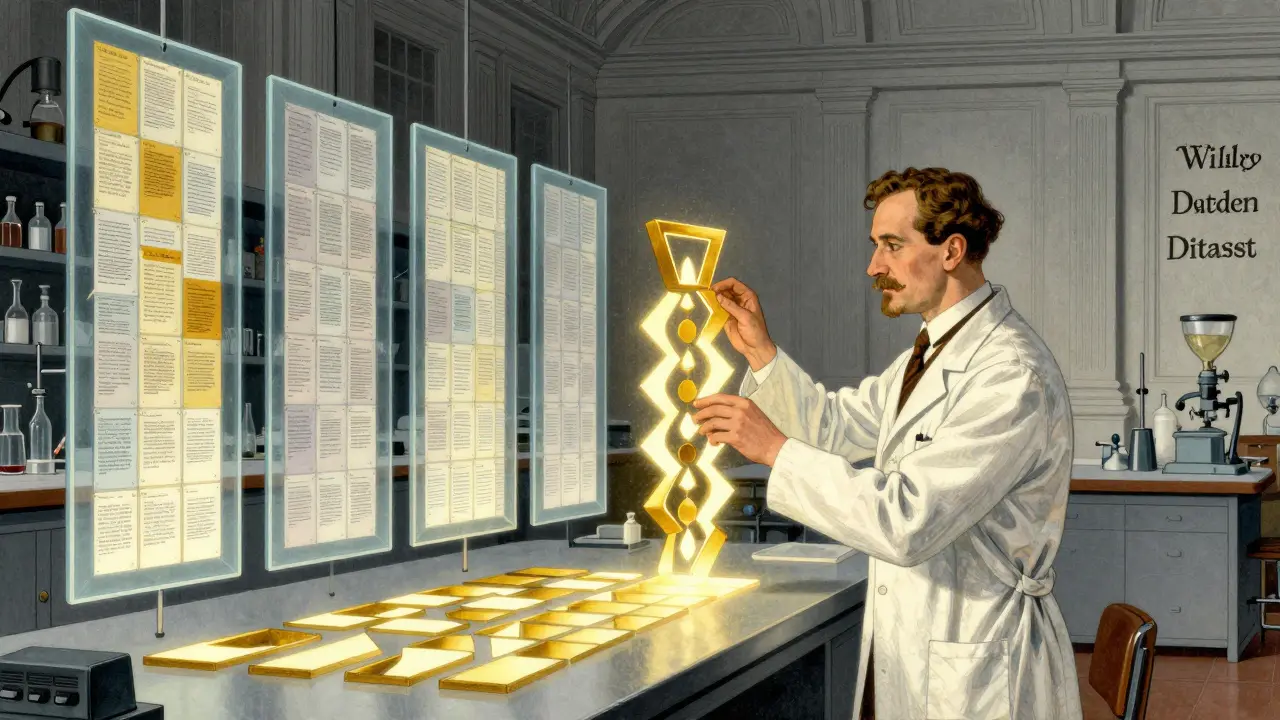 A vintage scientist aligning geometric shapes to a golden template for optimization.