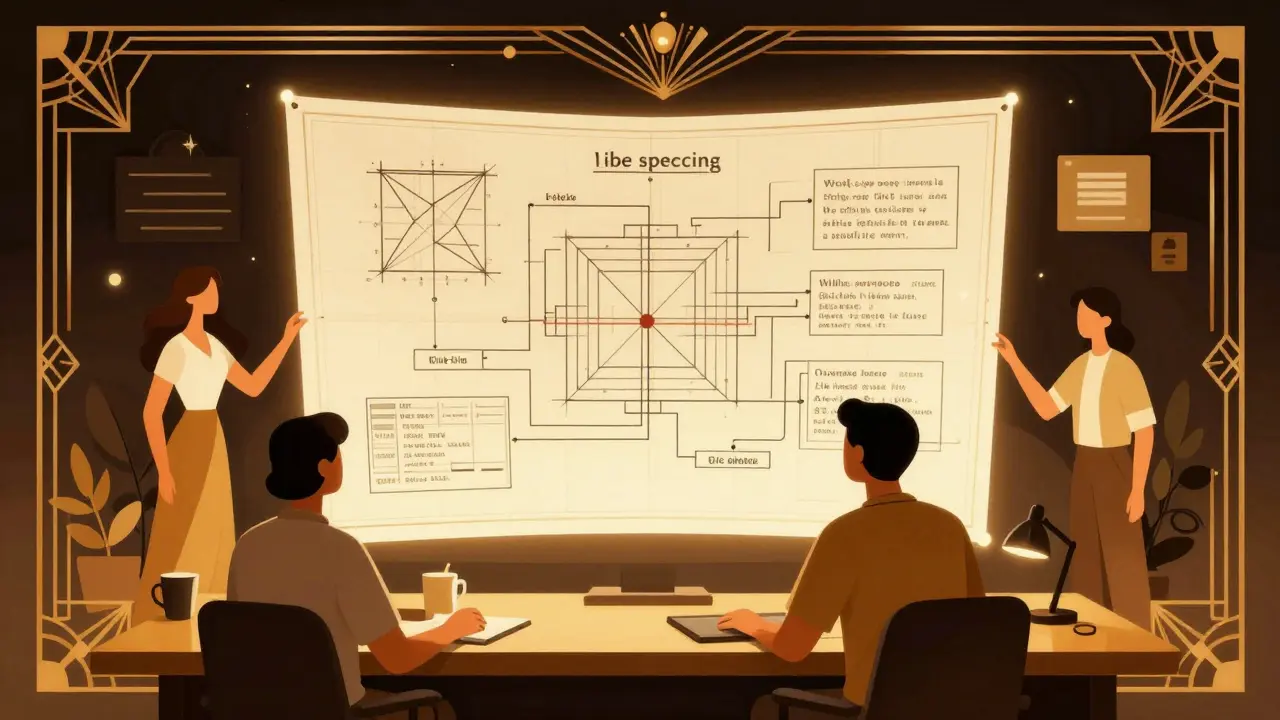 Developer reviewing clean AI-generated blueprint diagram