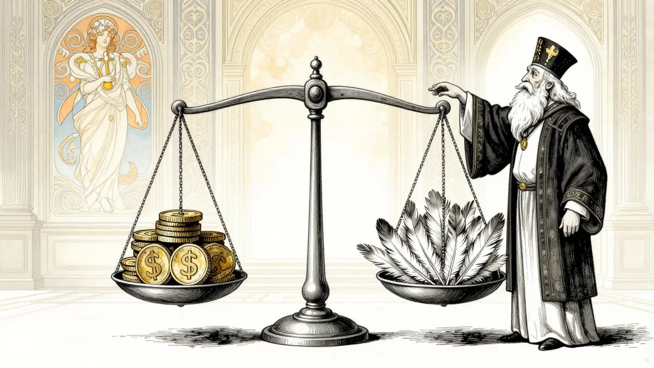 Illustration of a balance scale weighing tech costs against human training investment