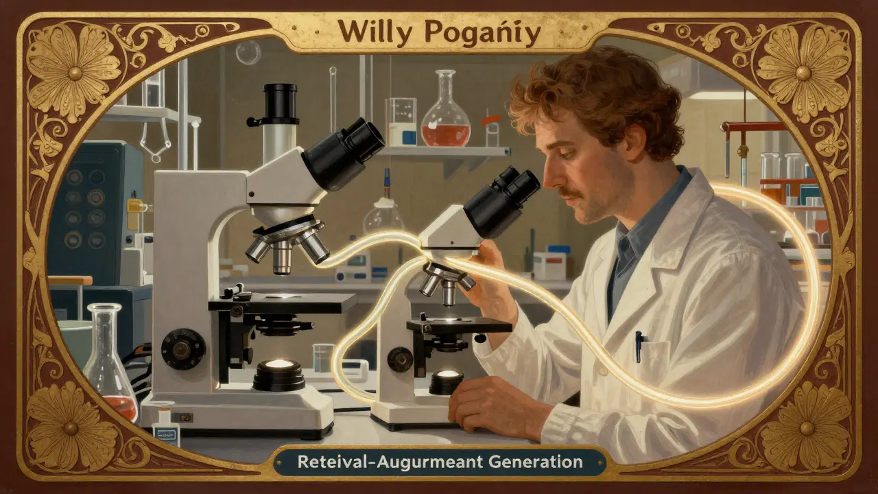 AI system connecting to lab equipment via ornate golden cables