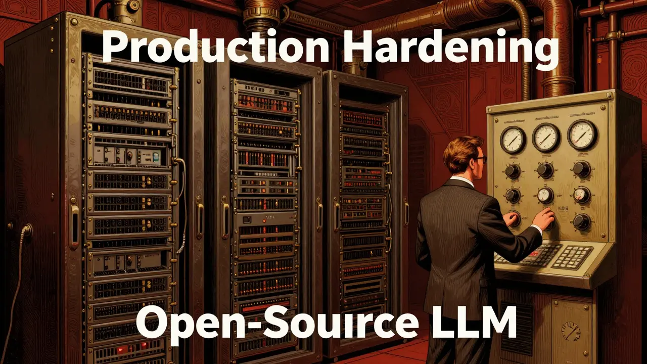 Ornate illustration of secure server room with engineer monitoring systems
