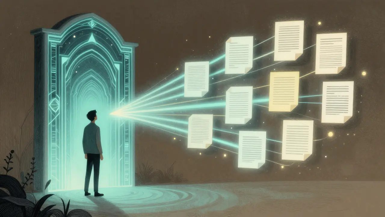 Abstract figure using AI light to generate organized policies in Pogány style