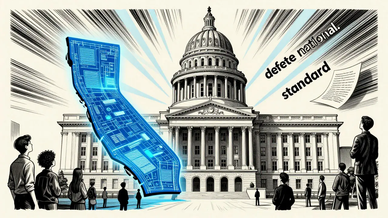 California depicted as dominant AI regulator in illustration