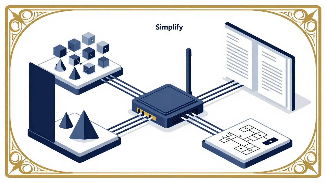 Organized modular AI system with router directing tasks to specialists