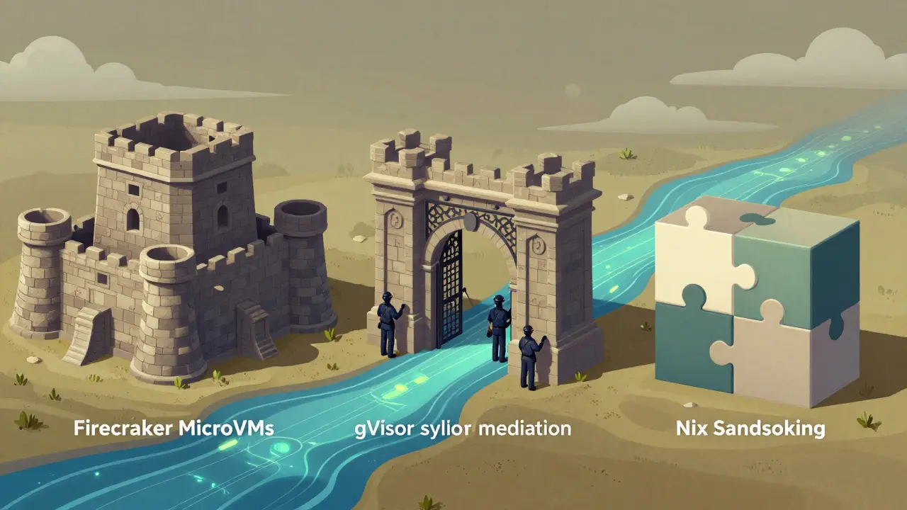 Three architectural styles representing different sandboxing methods