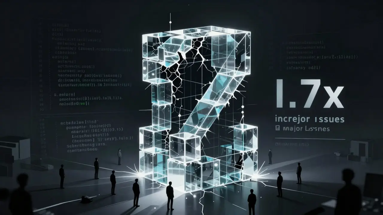 Artistic depiction of fragile code structures cracking under pressure