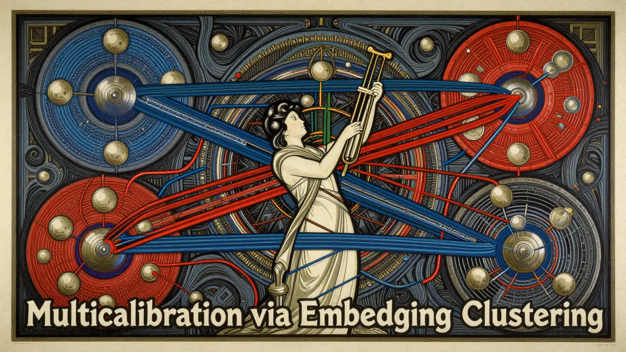 Decorative drawing of interconnected threads representing multilingual AI clustering methods.