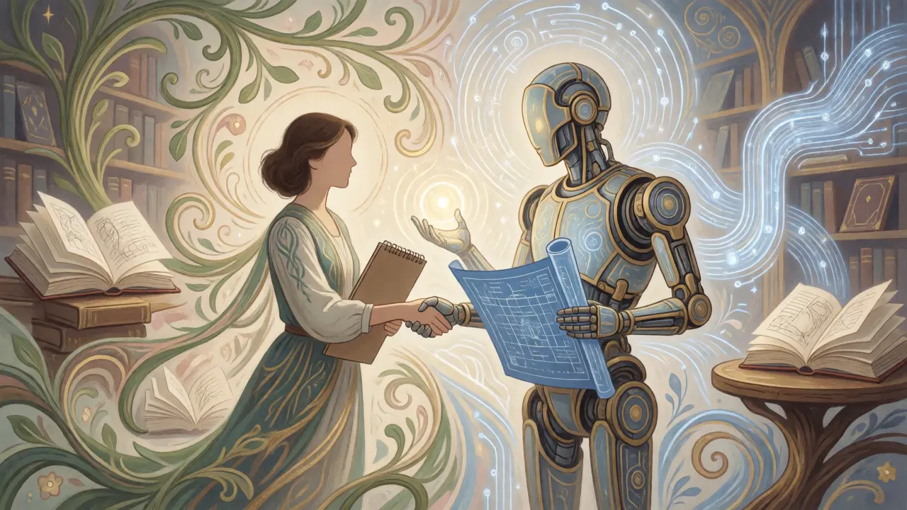 Human and robot collaborating in a hybrid coding workflow