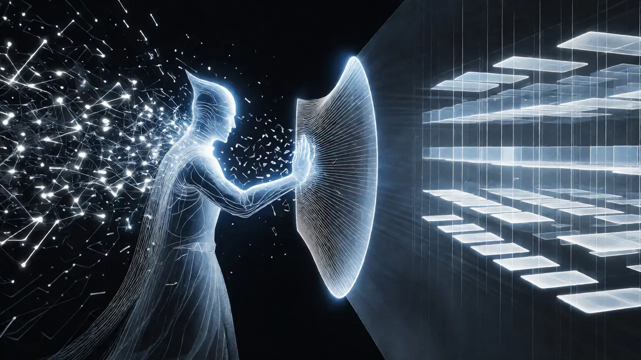 A guardian figure enforcing boundaries between chaotic AI code and structured architecture.