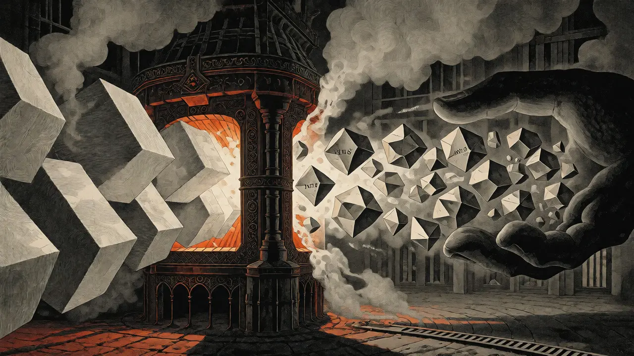 Alchemical foundry transforming large blocks into dense crystals for quantization