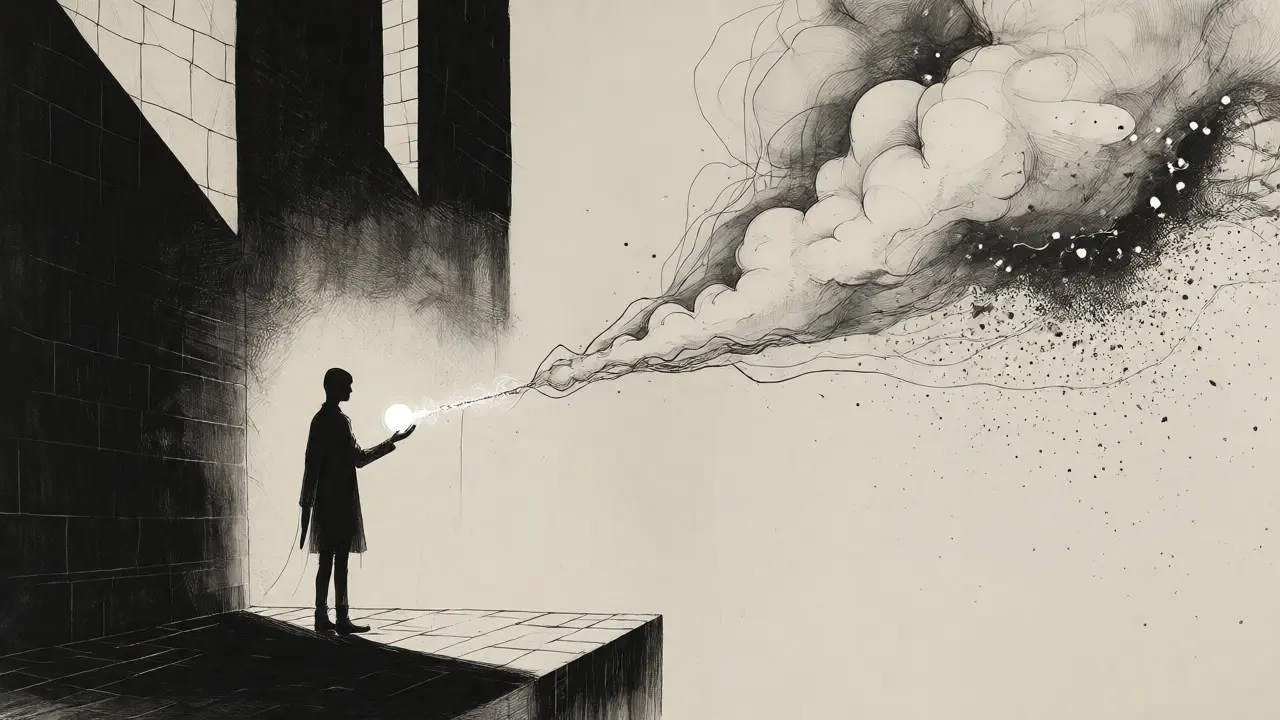 Surreal art contrasting local secure hardware with fragile cloud connections
